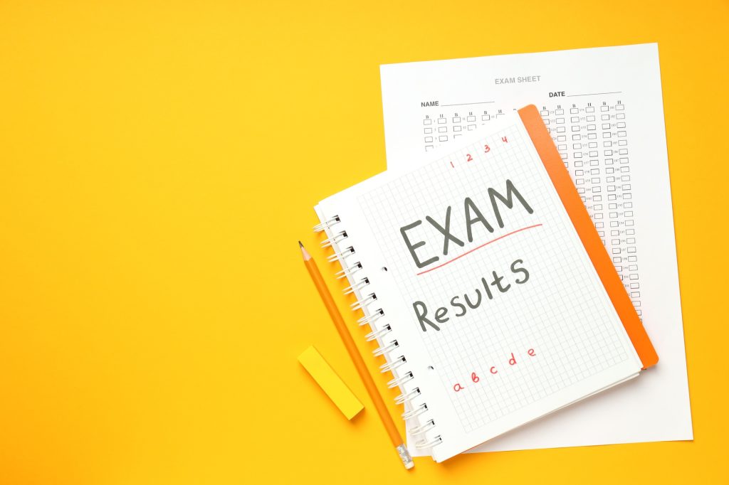 Concept of exams and tests, space for text